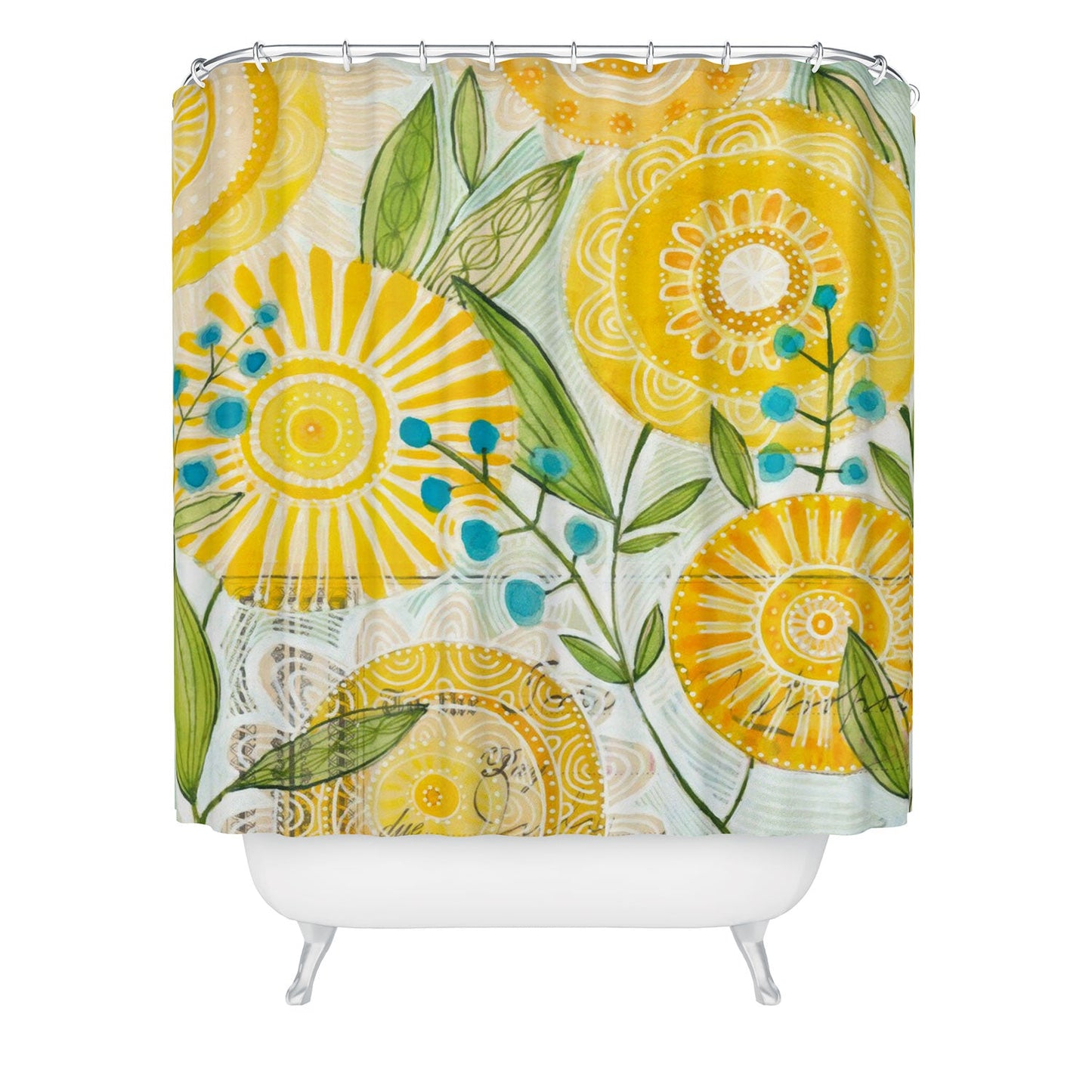 Cori Dantini Sun Burst Flowers Shower Curtain
