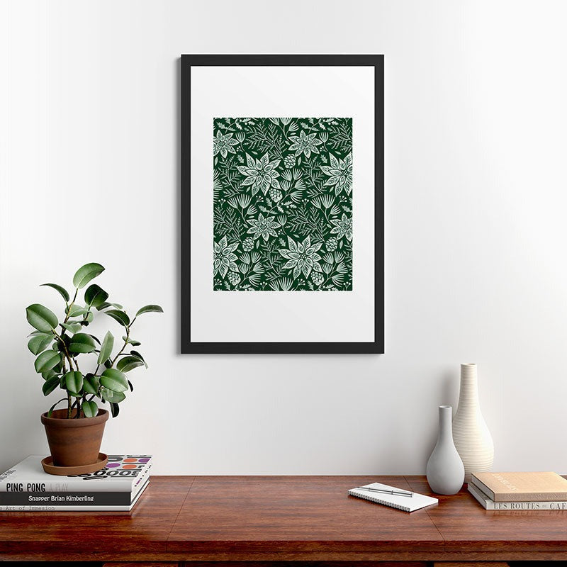 Pimlada Phuapradit Christmas Poinsettia Framed Art Print