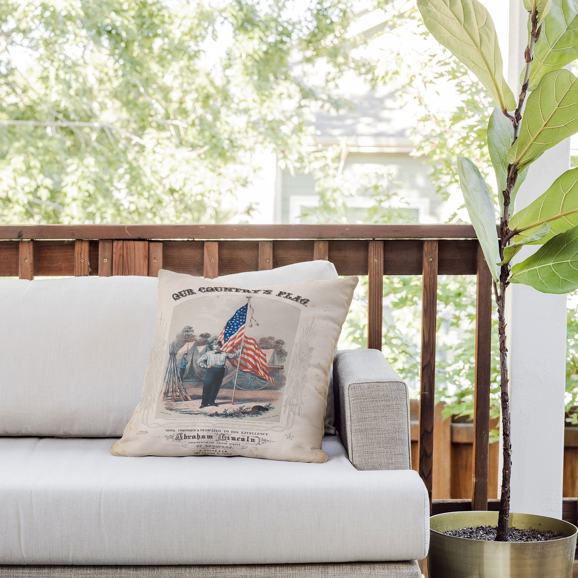 DENY Designs Our Country s Flag Outdoor Throw Pillow