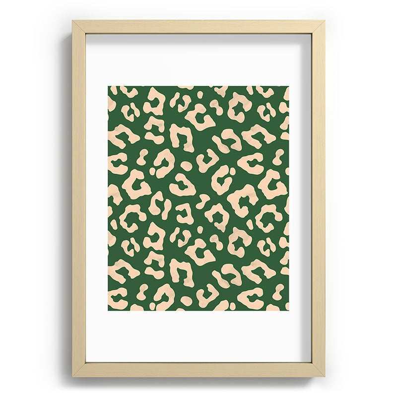 Avenie BR Cheetah Print In Green Recessed Framing Rectangle