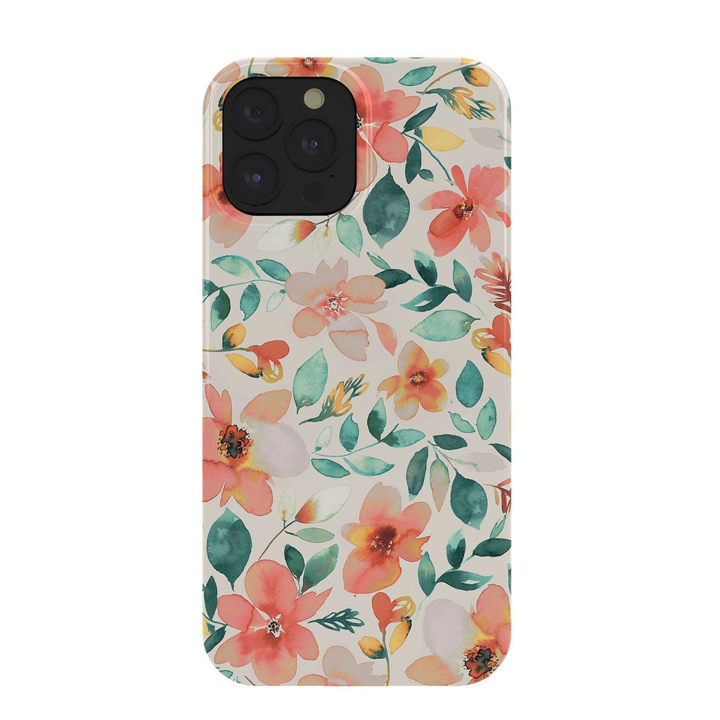 Ninola Design Botanic Retreat Tropical Whimsical Flowers Coral Green Phone Case
