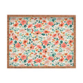 Ninola Design Botanic Retreat Tropical Whimsical Flowers Coral Green Rectangular Tray