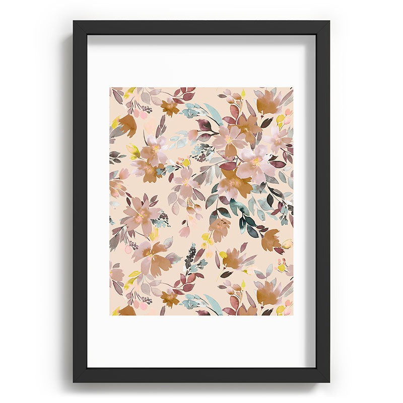 Ninola Design Botanic Retreat Floral Oleander Whimsical Soft Pink Recessed Framing Rectangle