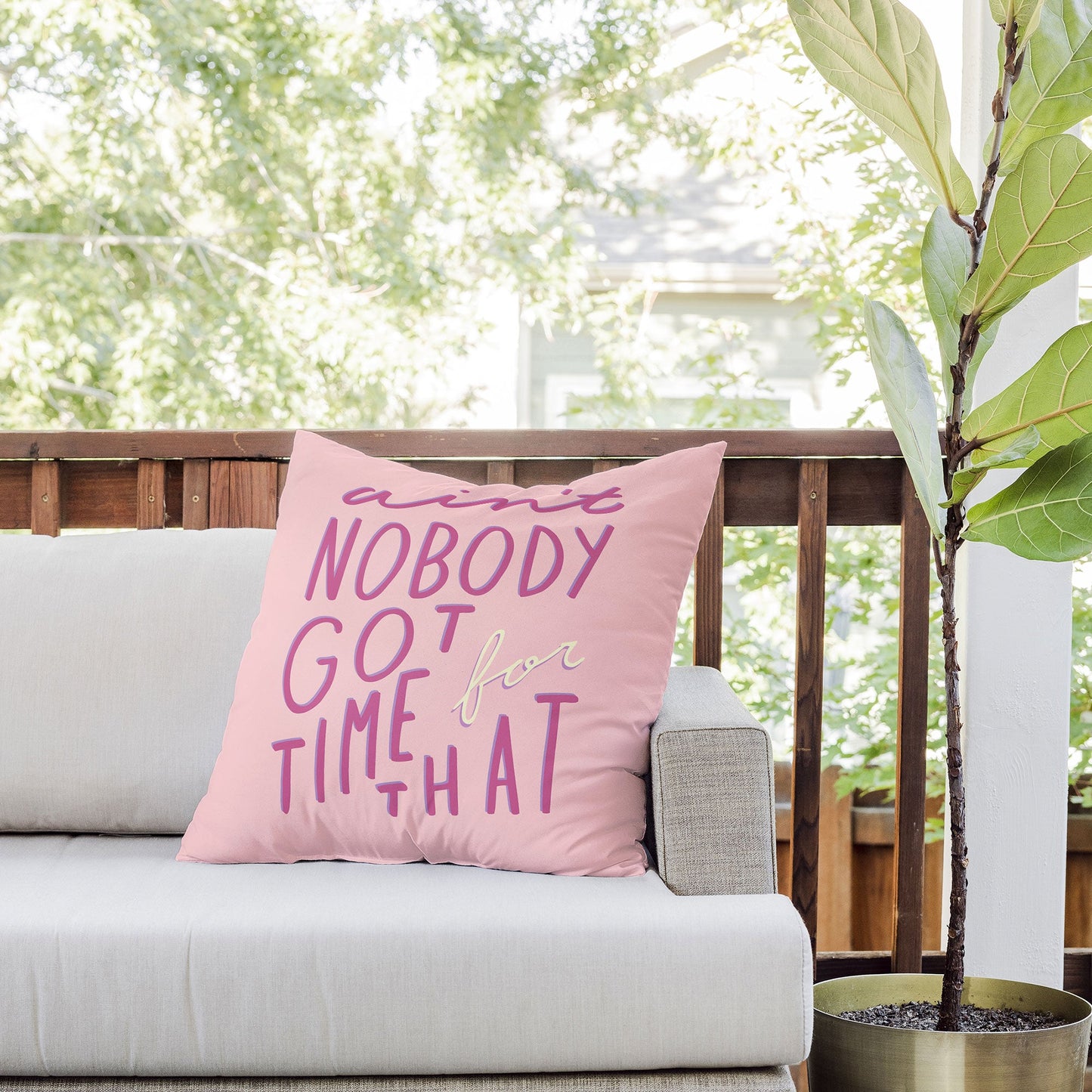 Craft Boner Aint nobody got time for that Outdoor Throw Pillow