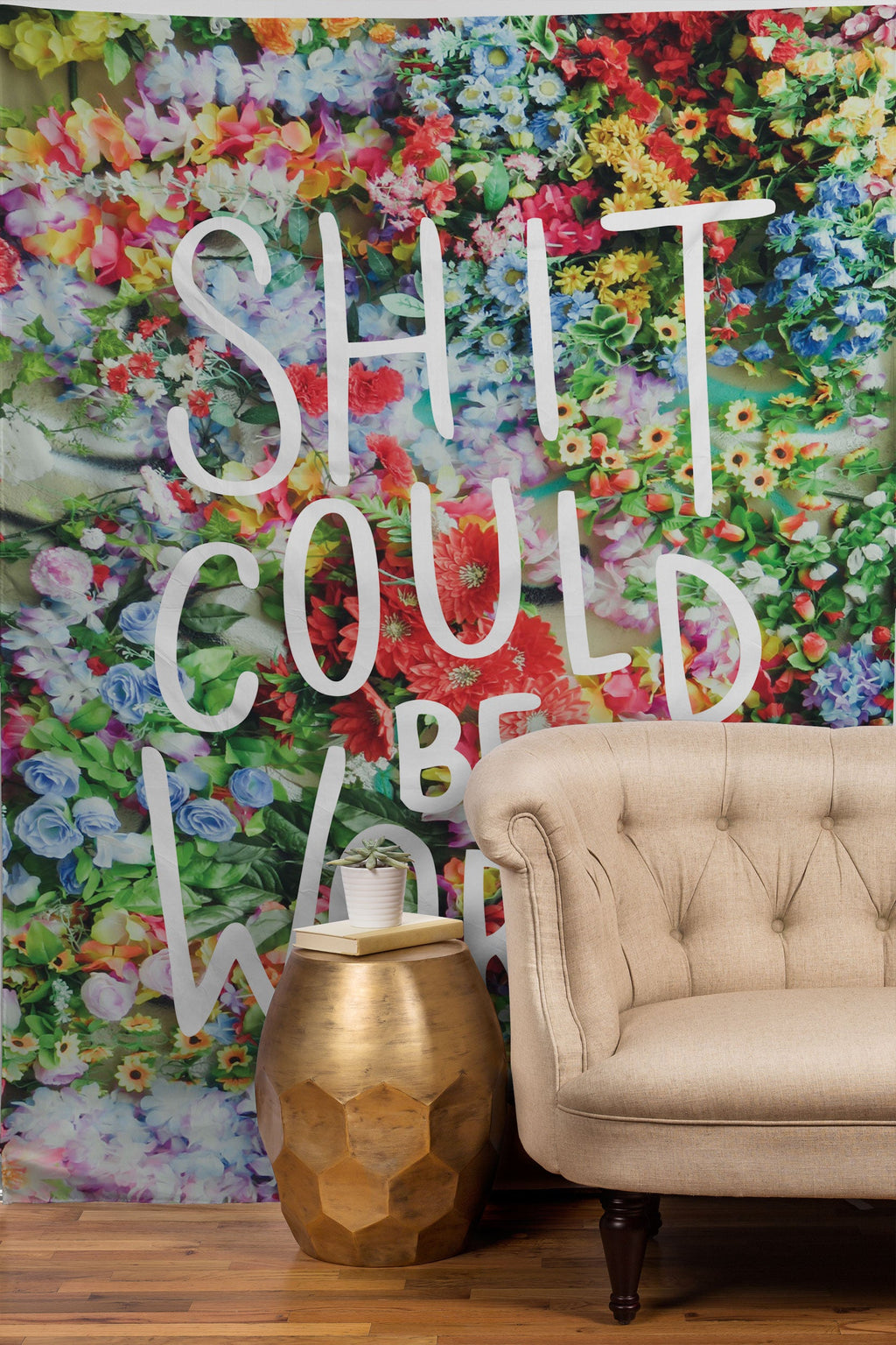 Craft Boner Shit could be worse floral typography Tapestry