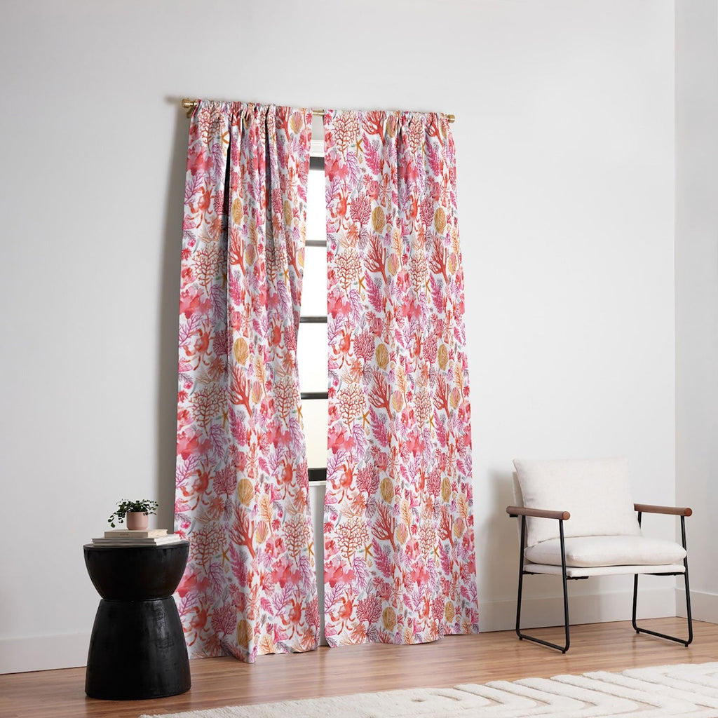 Ninola Design Botanic Retreat Coral Reef Crab Lobster Red Blackout Window Curtain