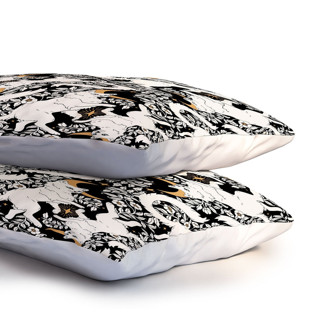Avenie Celestial Cats Gold Pillow Shams
