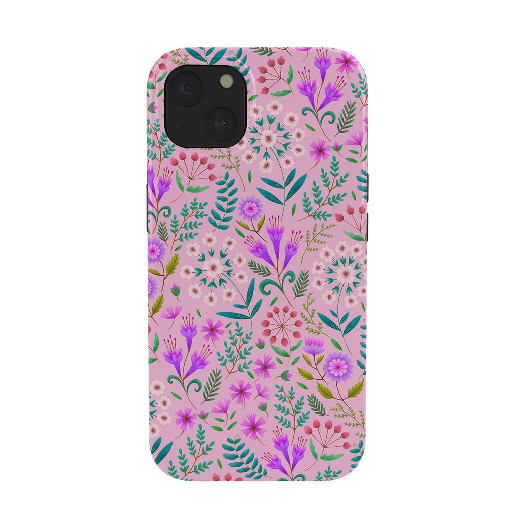 Pimlada Phuapradit Ditsy Purple Floral Half Drop Phone Case