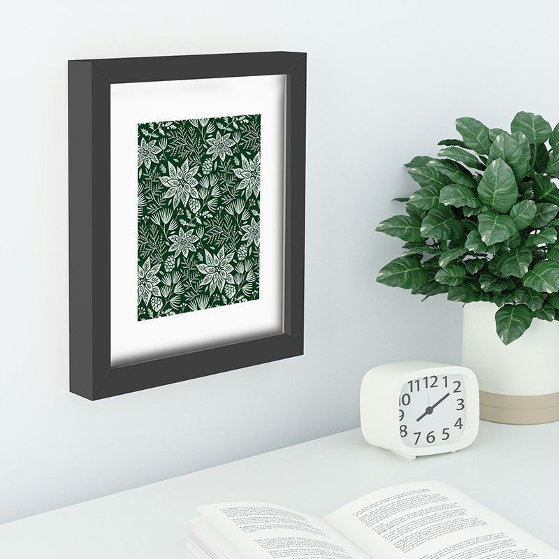 Pimlada Phuapradit Christmas Poinsettia Recessed Framing Rectangle