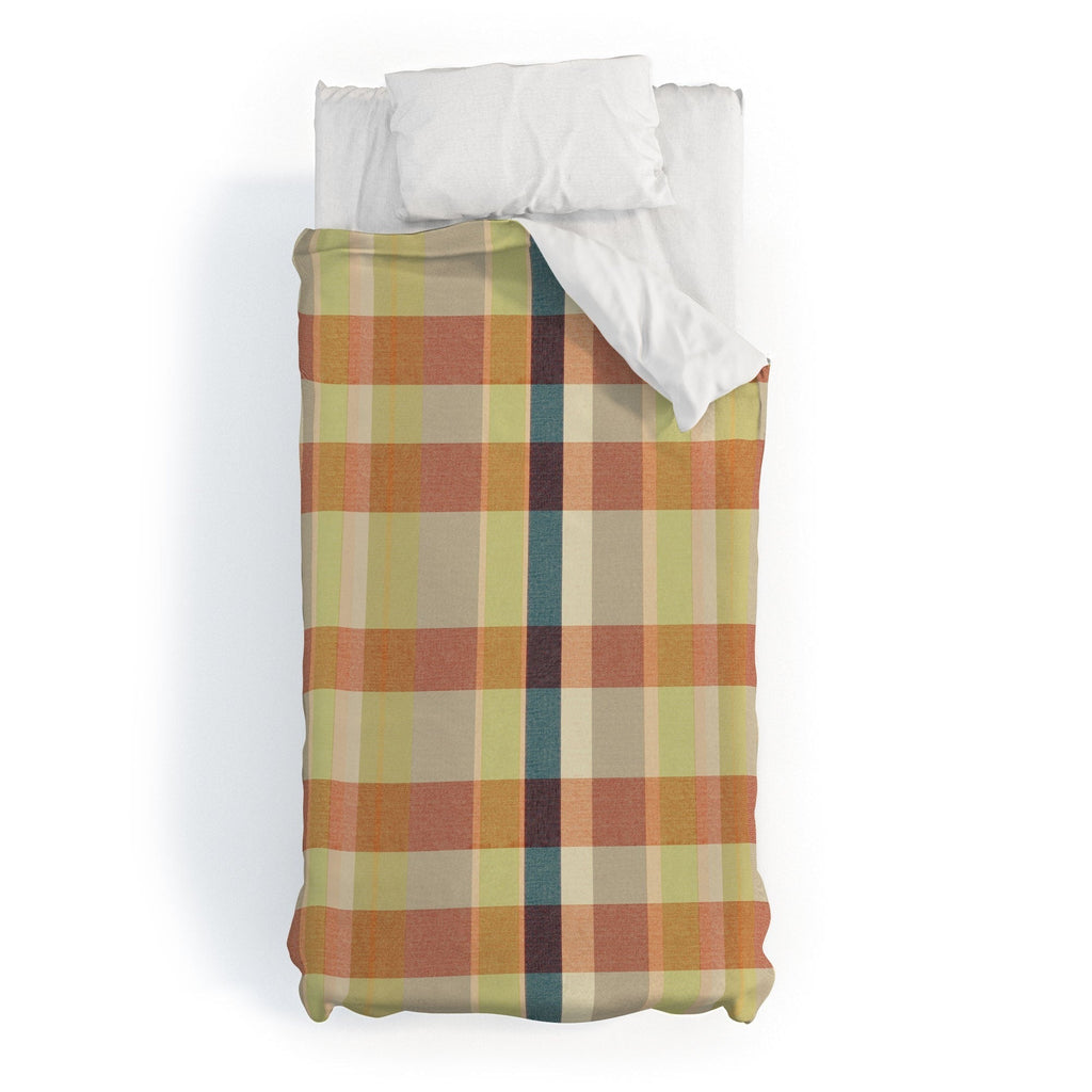 Marta Barragan Camarasa Retro Picnic Plaid Warm Tones Duvet Cover