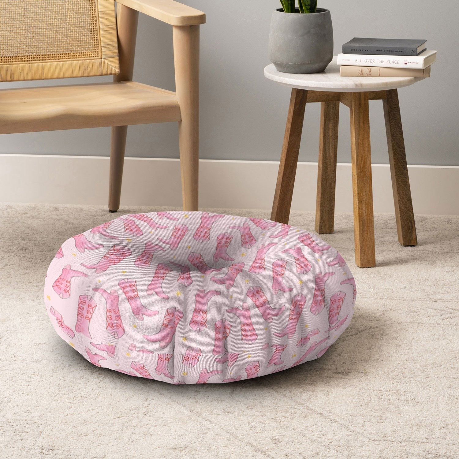 Love_Ryming Stars and Boots Floor Pillow Round