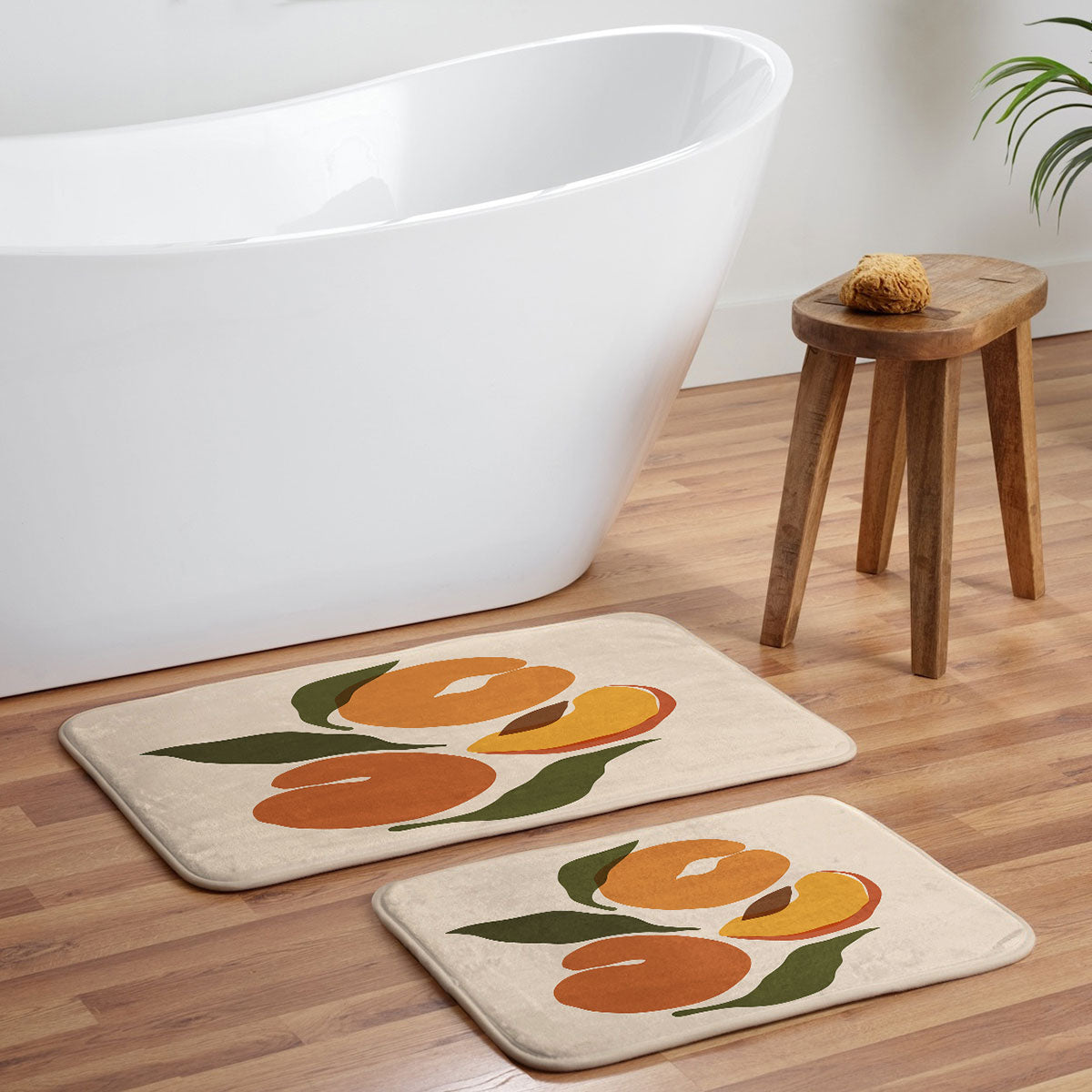 Cuss Yeah Designs Yellow Peaches Memory Foam Bath Mat