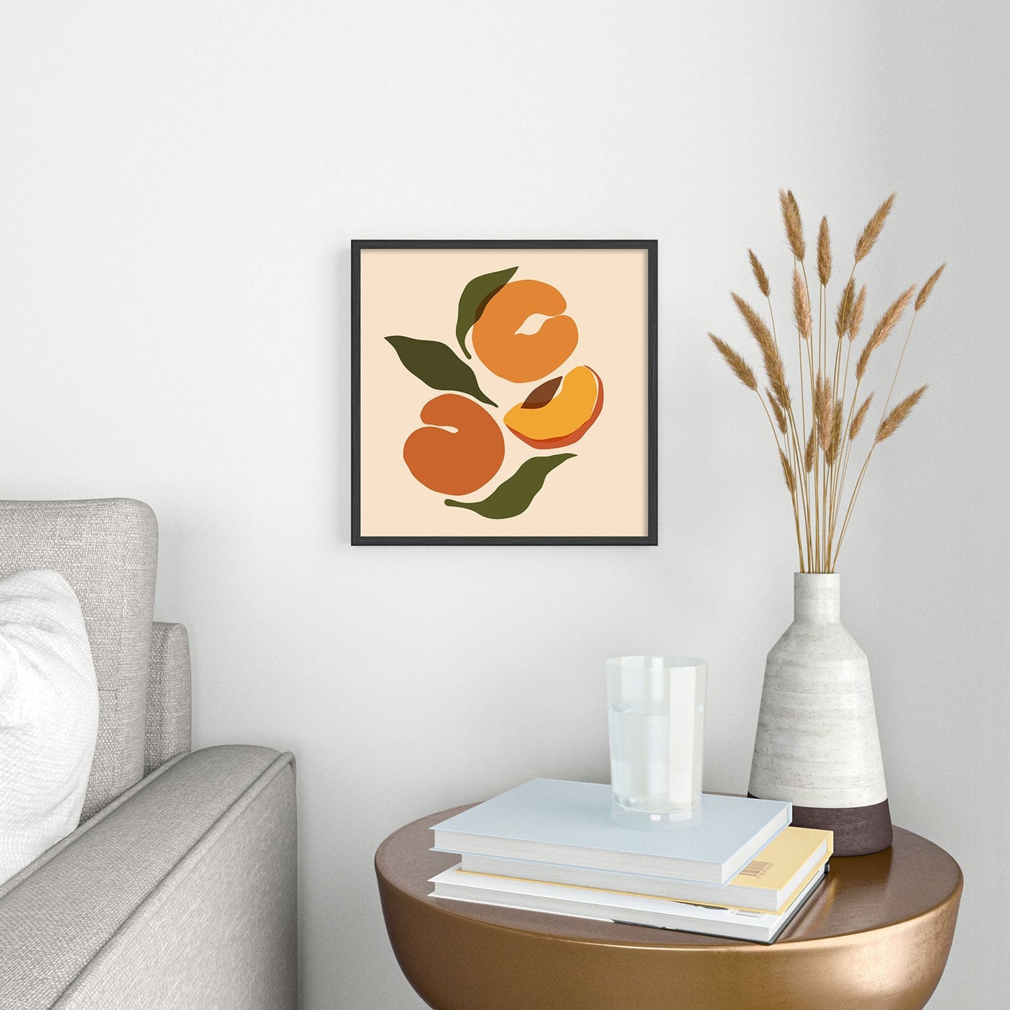 Cuss Yeah Designs Yellow Peaches Square Metal Framed Art Print