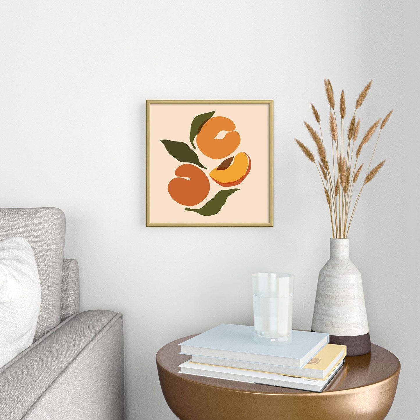 Cuss Yeah Designs Yellow Peaches Square Metal Framed Art Print