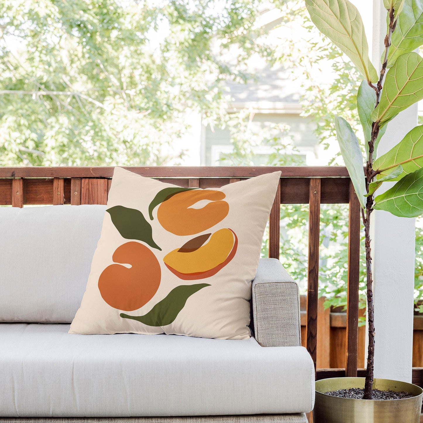 Cuss Yeah Designs Yellow Peaches Outdoor Throw Pillow