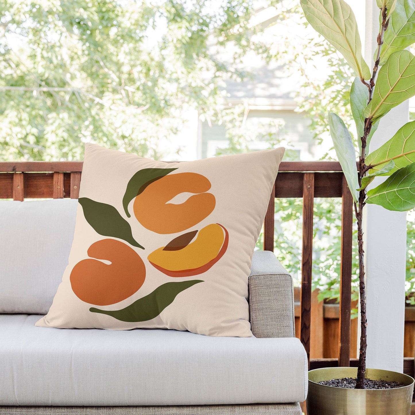 Cuss Yeah Designs Yellow Peaches Outdoor Throw Pillow