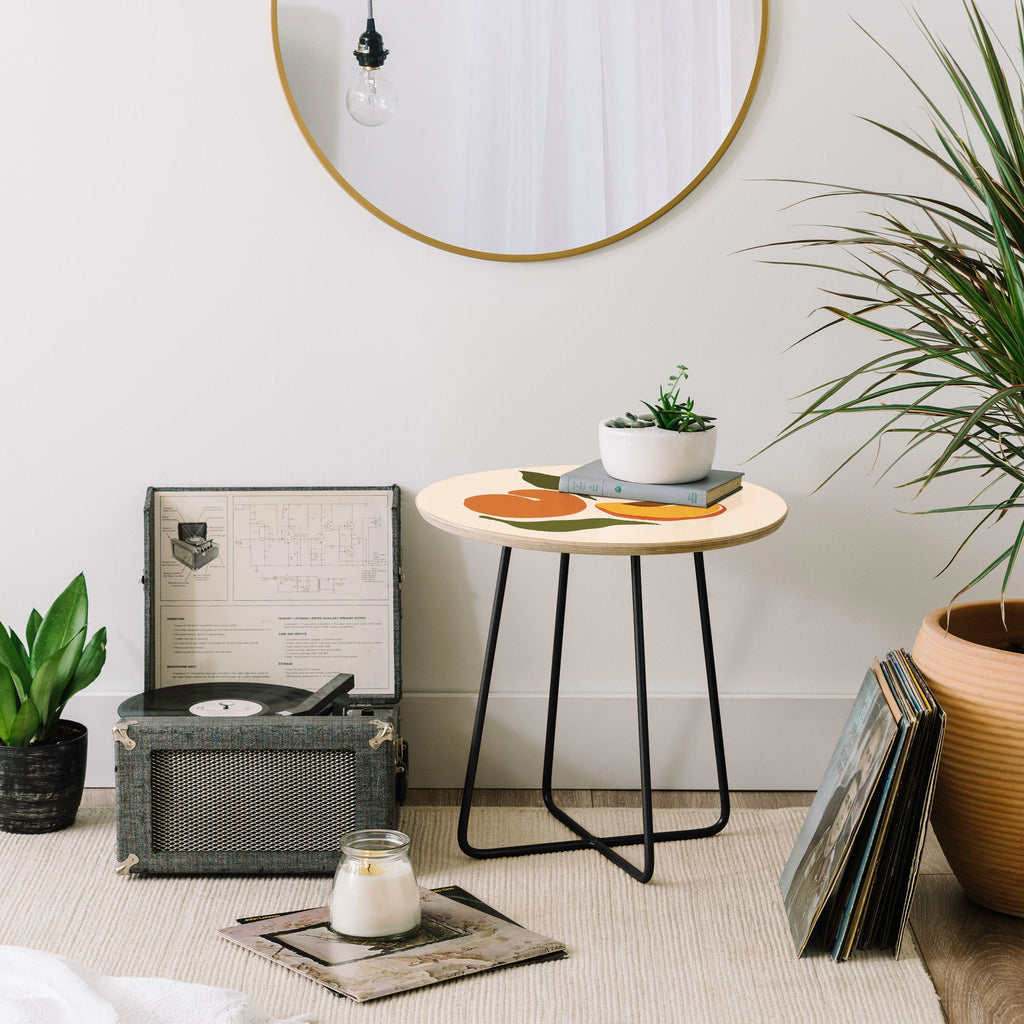 Cuss Yeah Designs Yellow Peaches Round Side Table