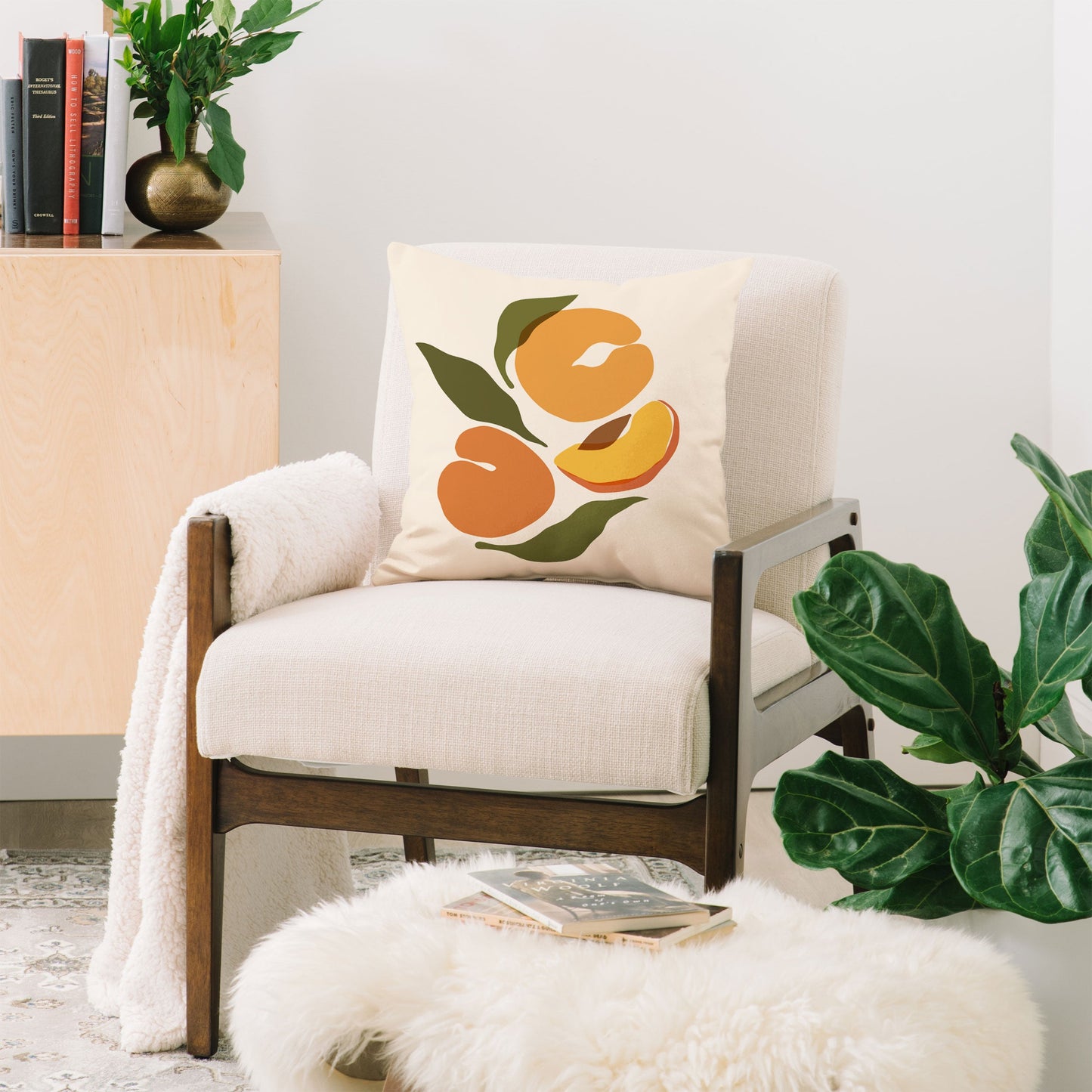 Cuss Yeah Designs Yellow Peaches Throw Pillow
