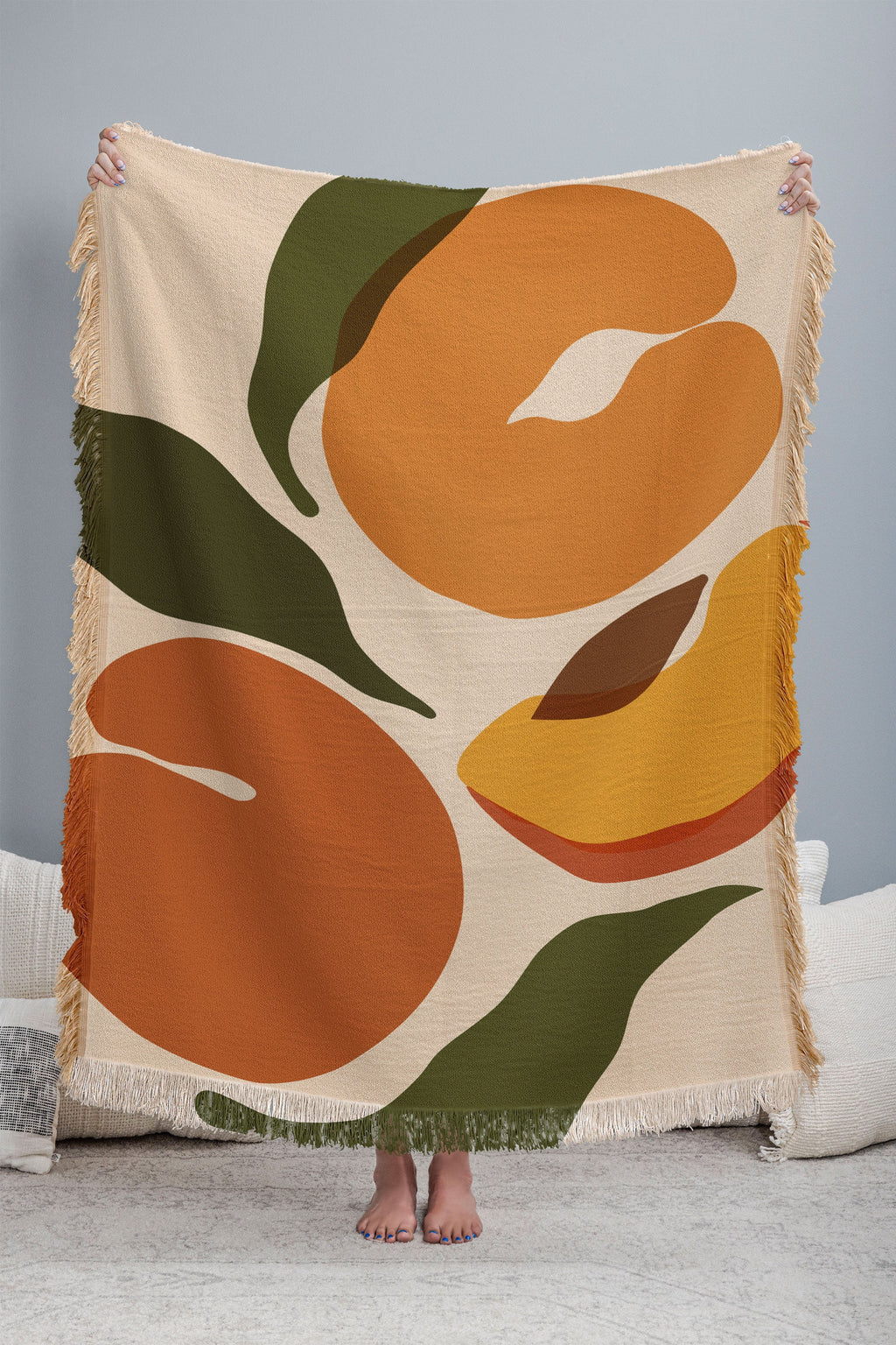 Cuss Yeah Designs Yellow Peaches Throw Blanket