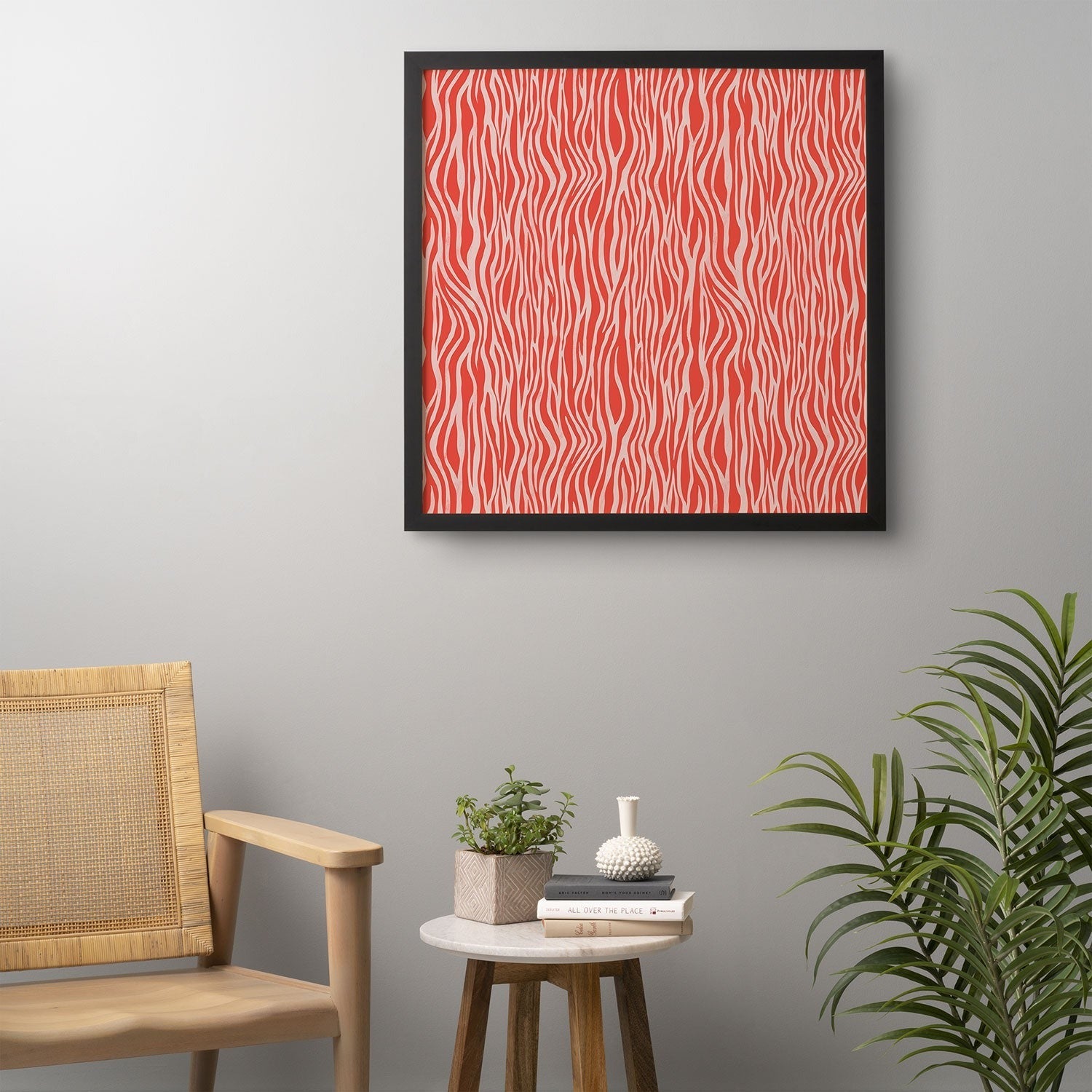 Avenie BR Red Zebra Stripe Framed Wall Art