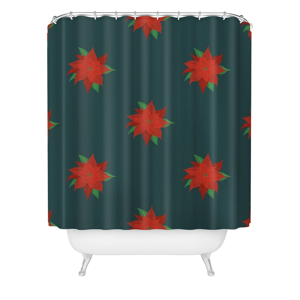 Design by Spark Poinsettia Florals Shower Curtain