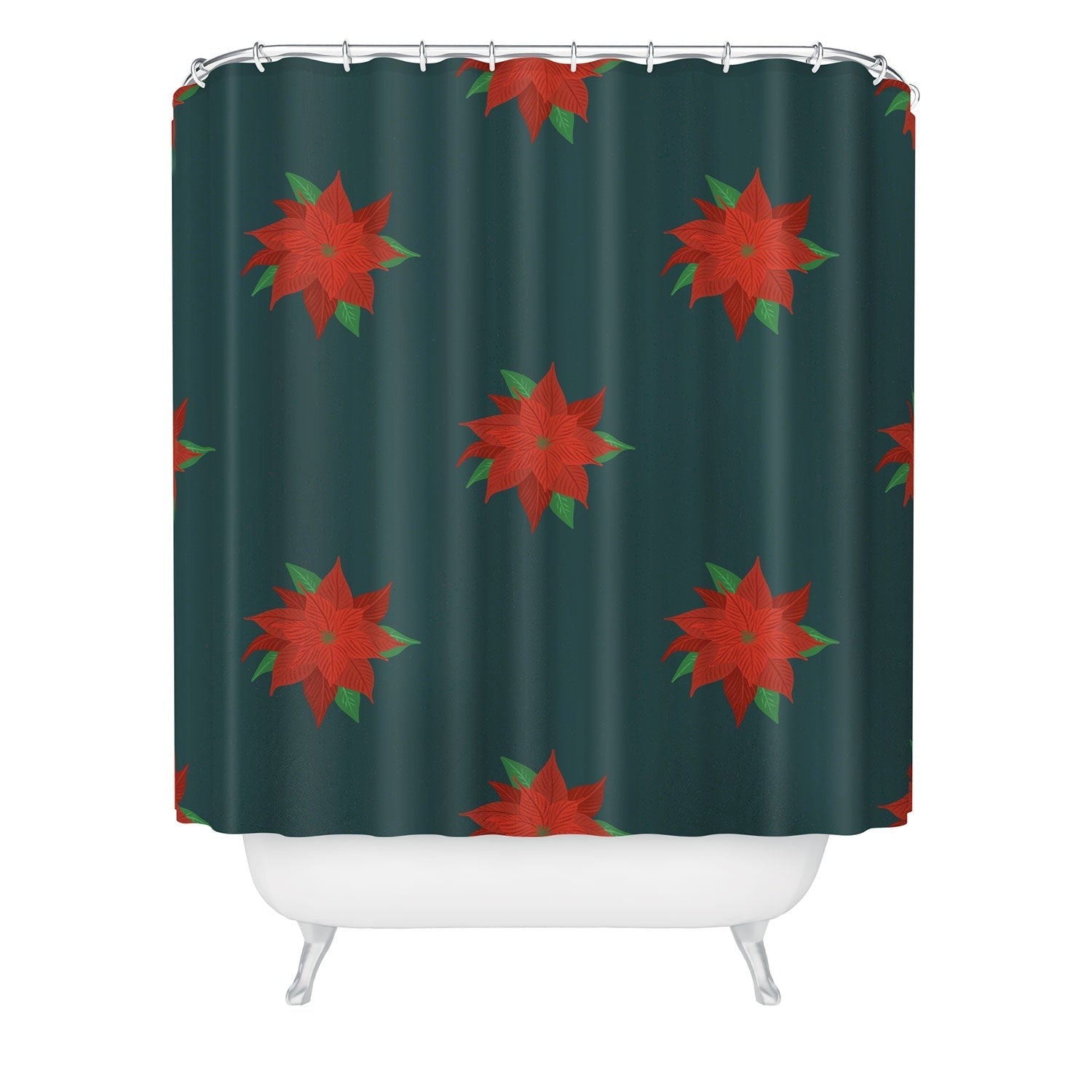Design by Spark Poinsettia Florals Shower Curtain