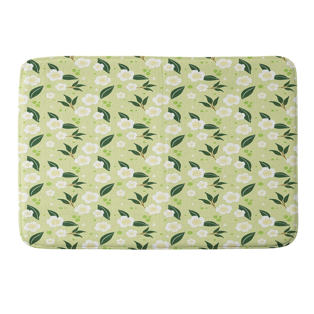 Design by Spark Matcha Tea Florals Memory Foam Bath Mat