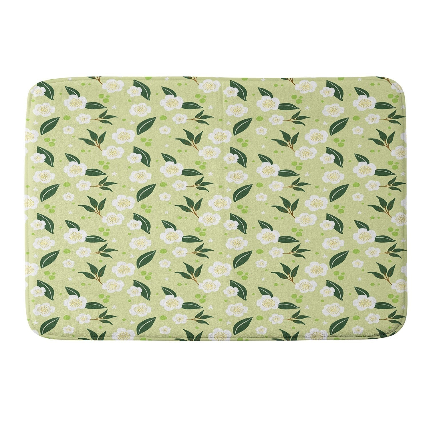 Design by Spark Matcha Tea Florals Memory Foam Bath Mat
