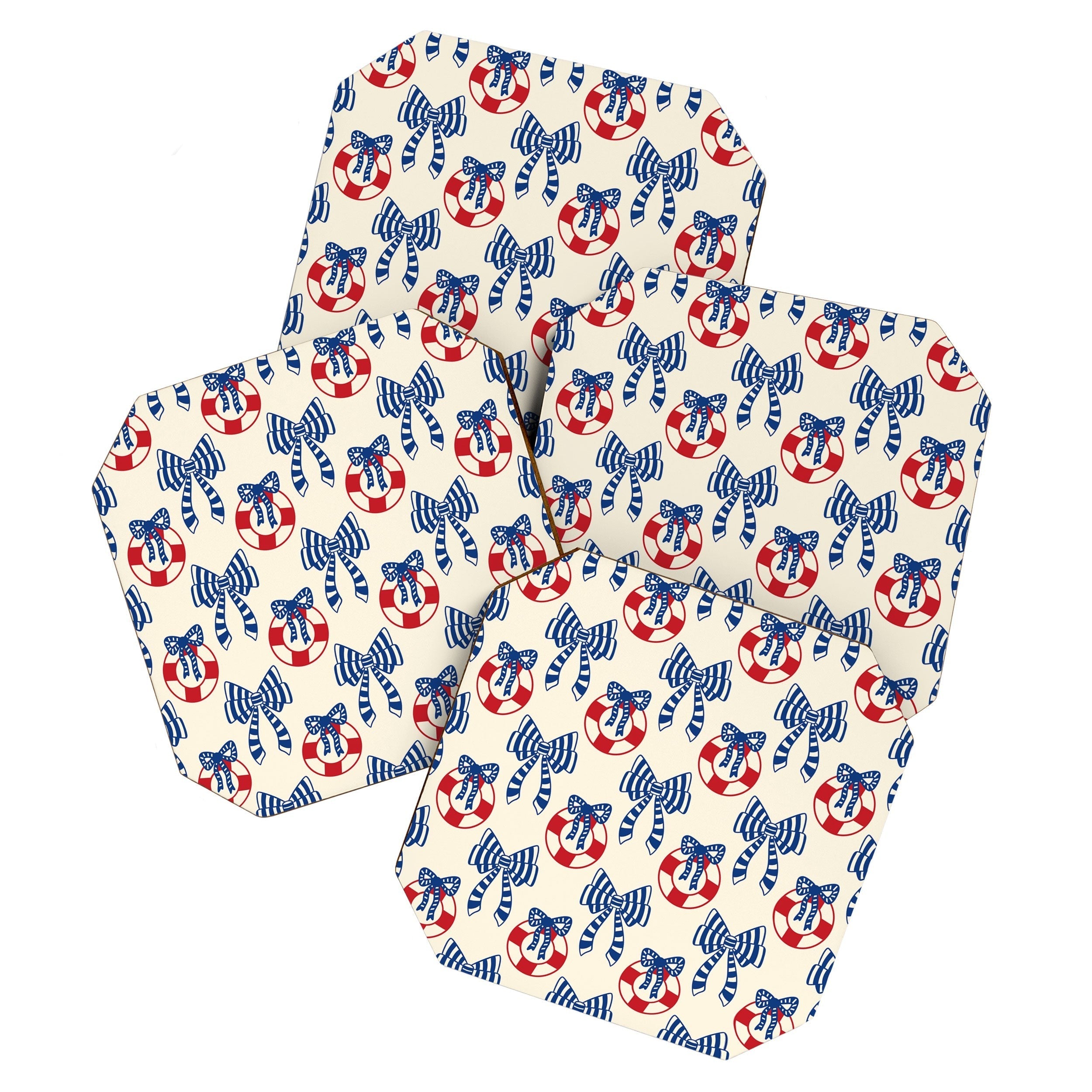 Design by Spark Nautical Christmas Bows Coaster Set