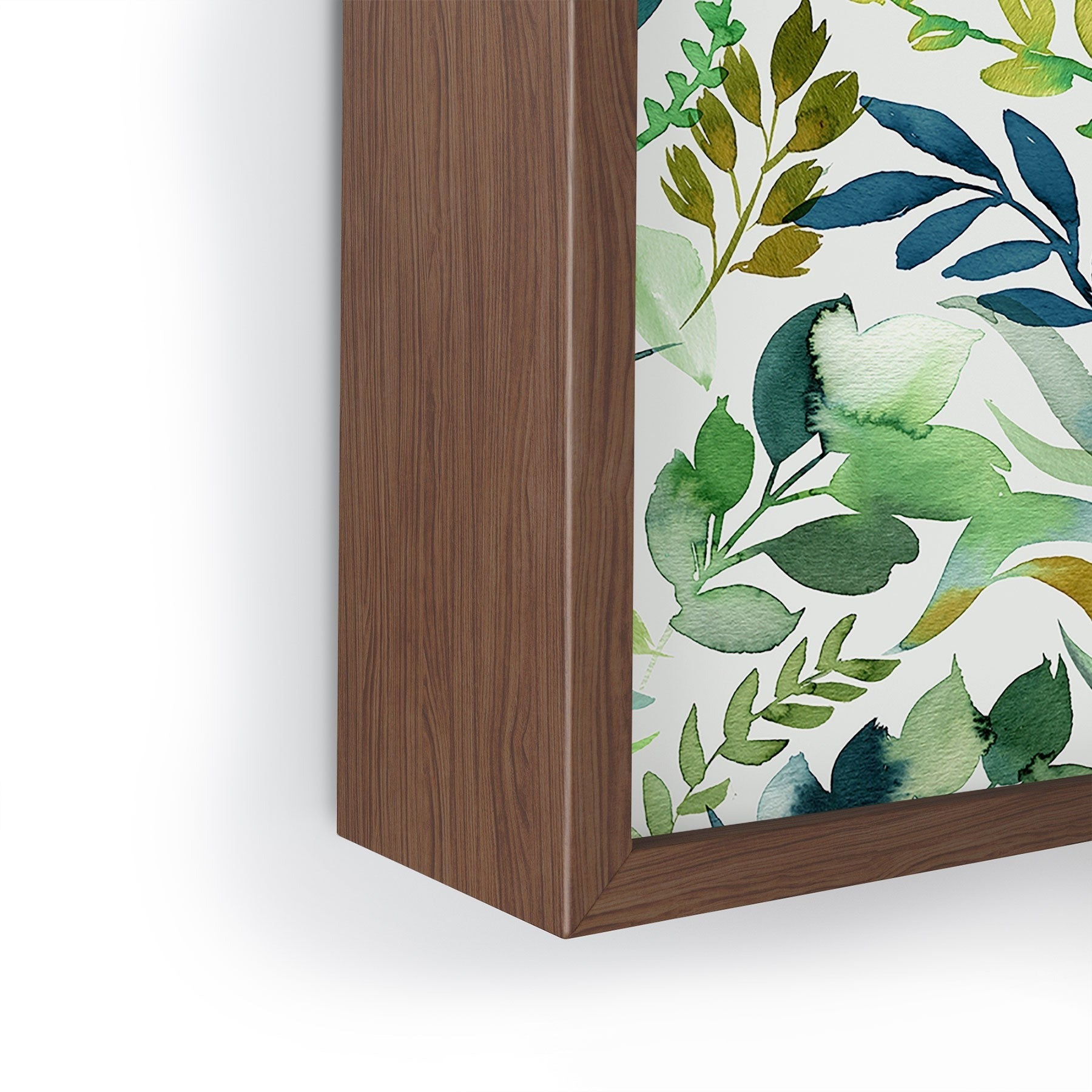 Ninola Design Botanic Retreat Loose Botanical Leaves Watercolor Green Framed Mini Art Print