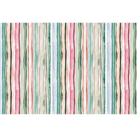 Ninola Design Botanic Retreat Watercolor Stripes Green Orange Red Wall Mural