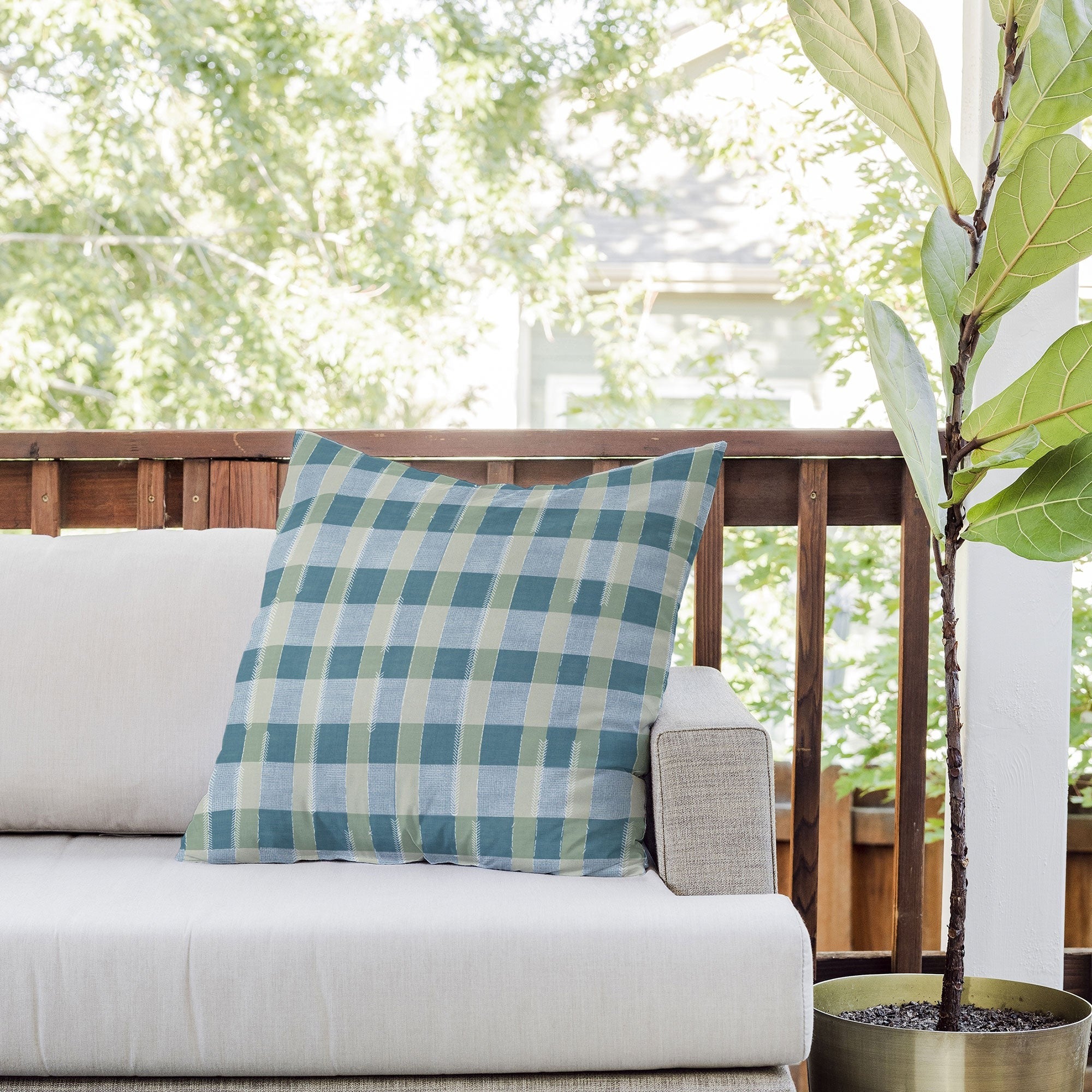 Marta Barragan Camarasa Country Style Checks Outdoor Throw Pillow