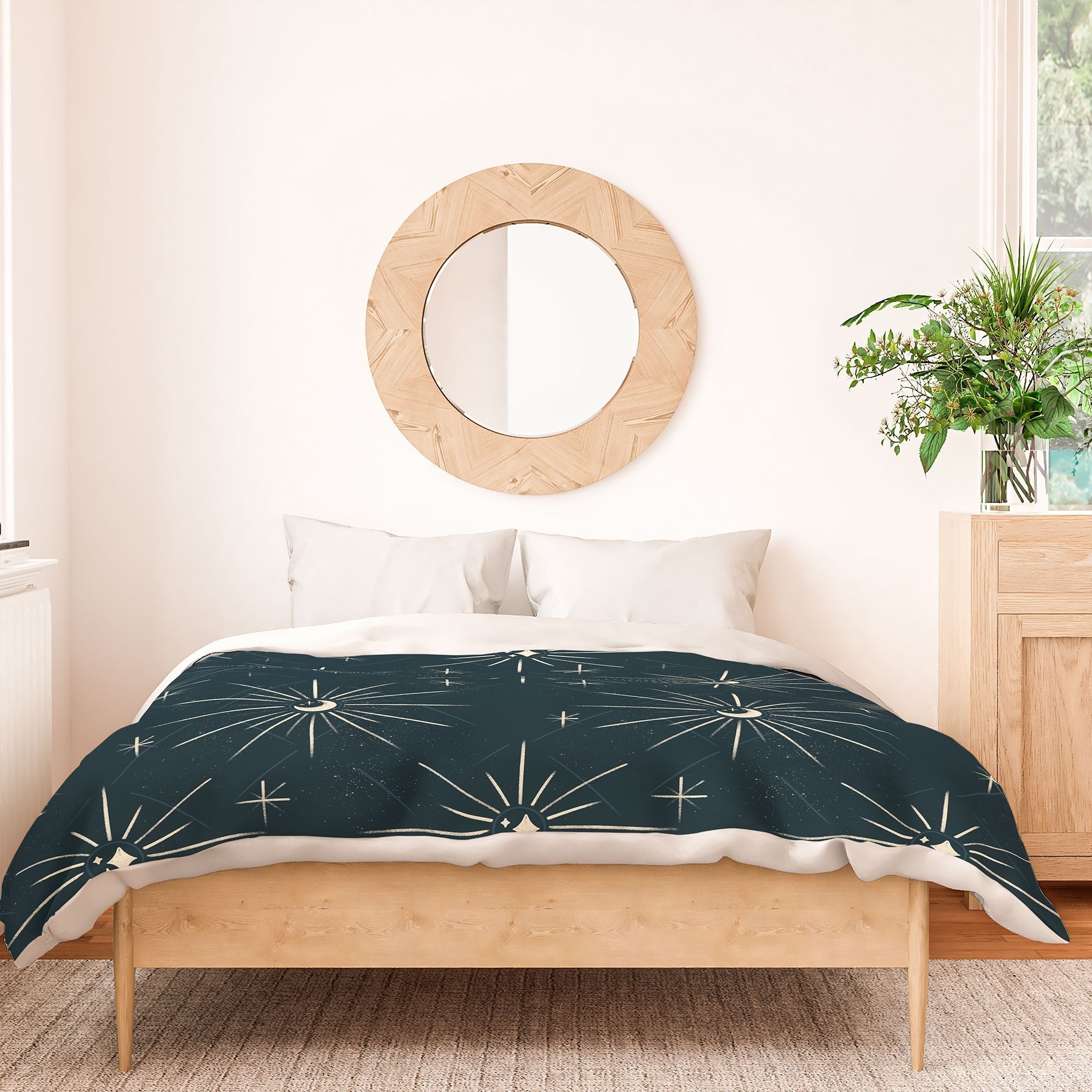 Little Om Pattern Little Moon navy Duvet Cover