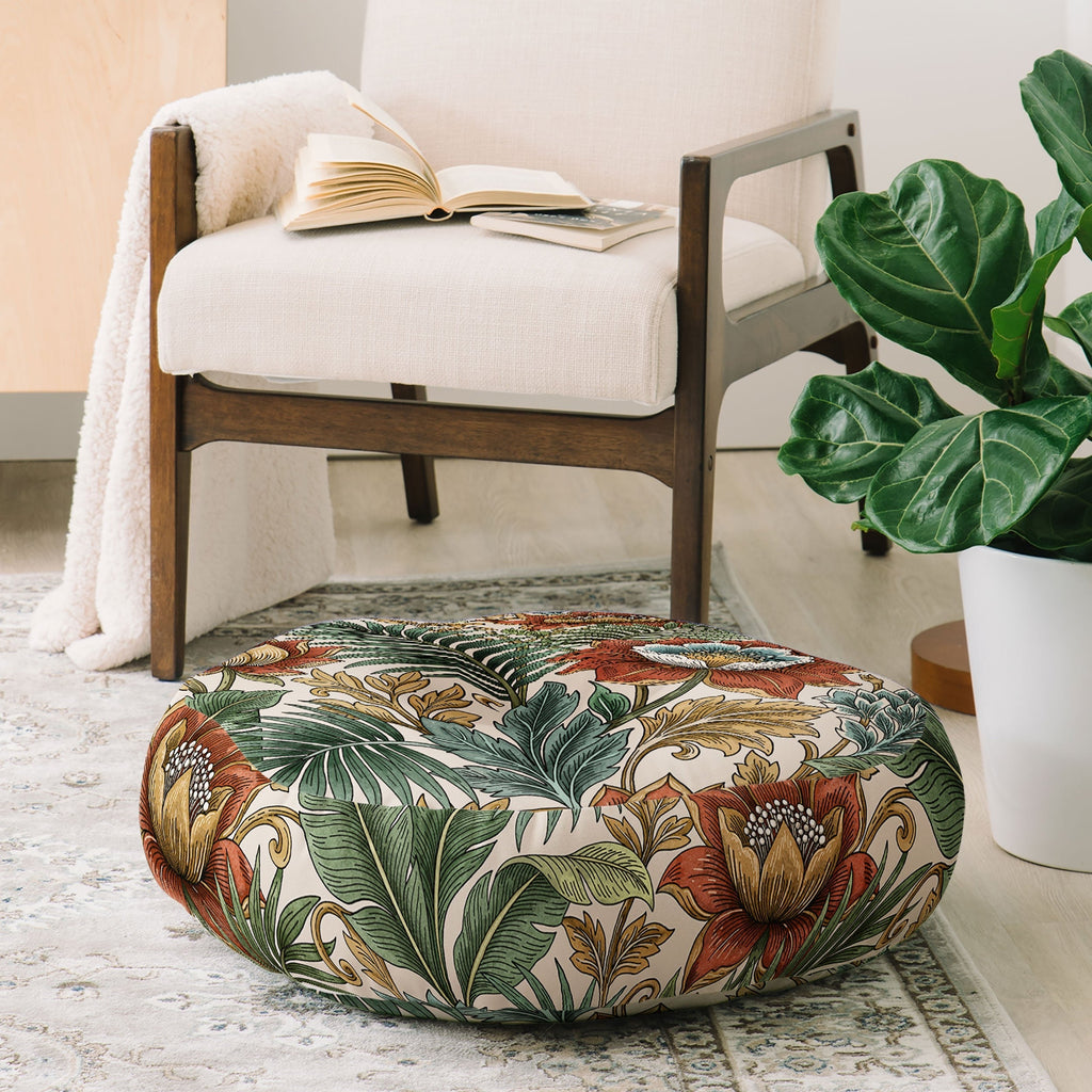 Marta Barragan Camarasa Retro Jungle Garden Floor Pillow Round