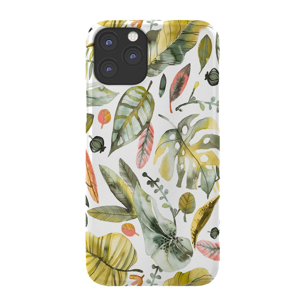 Ninola Design Botanic Retreat Tropical Jungle Leaves Botanical Green Orange Phone Case