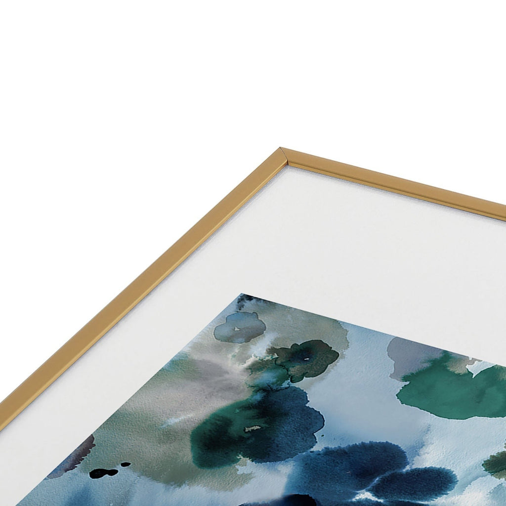 Ninola Design Botanic Retreat Ombre Abstract Watercolor Flowers Blue Navy Metal Framed Art Print