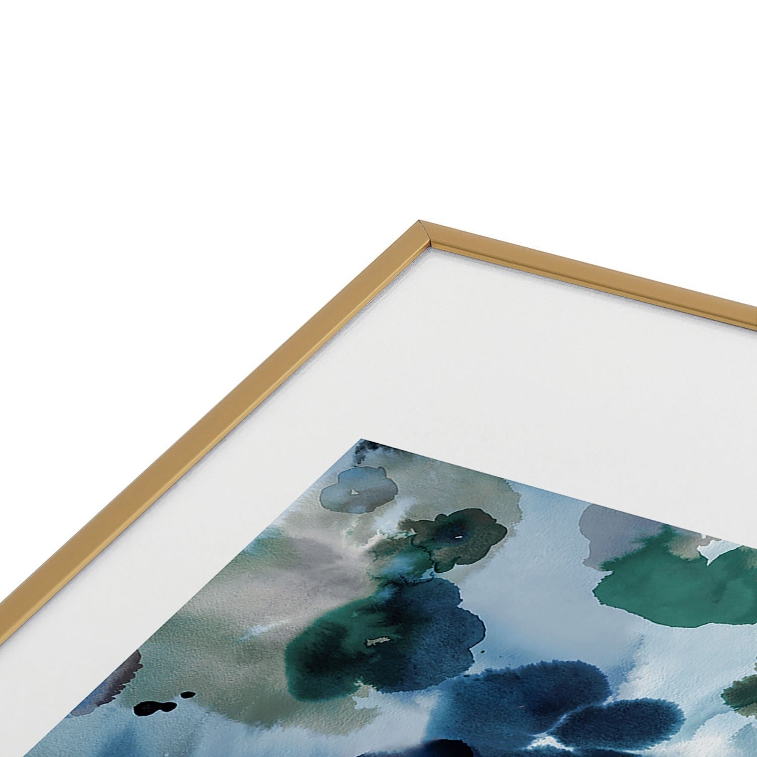 Ninola Design Botanic Retreat Ombre Abstract Watercolor Flowers Blue Navy Metal Framed Art Print