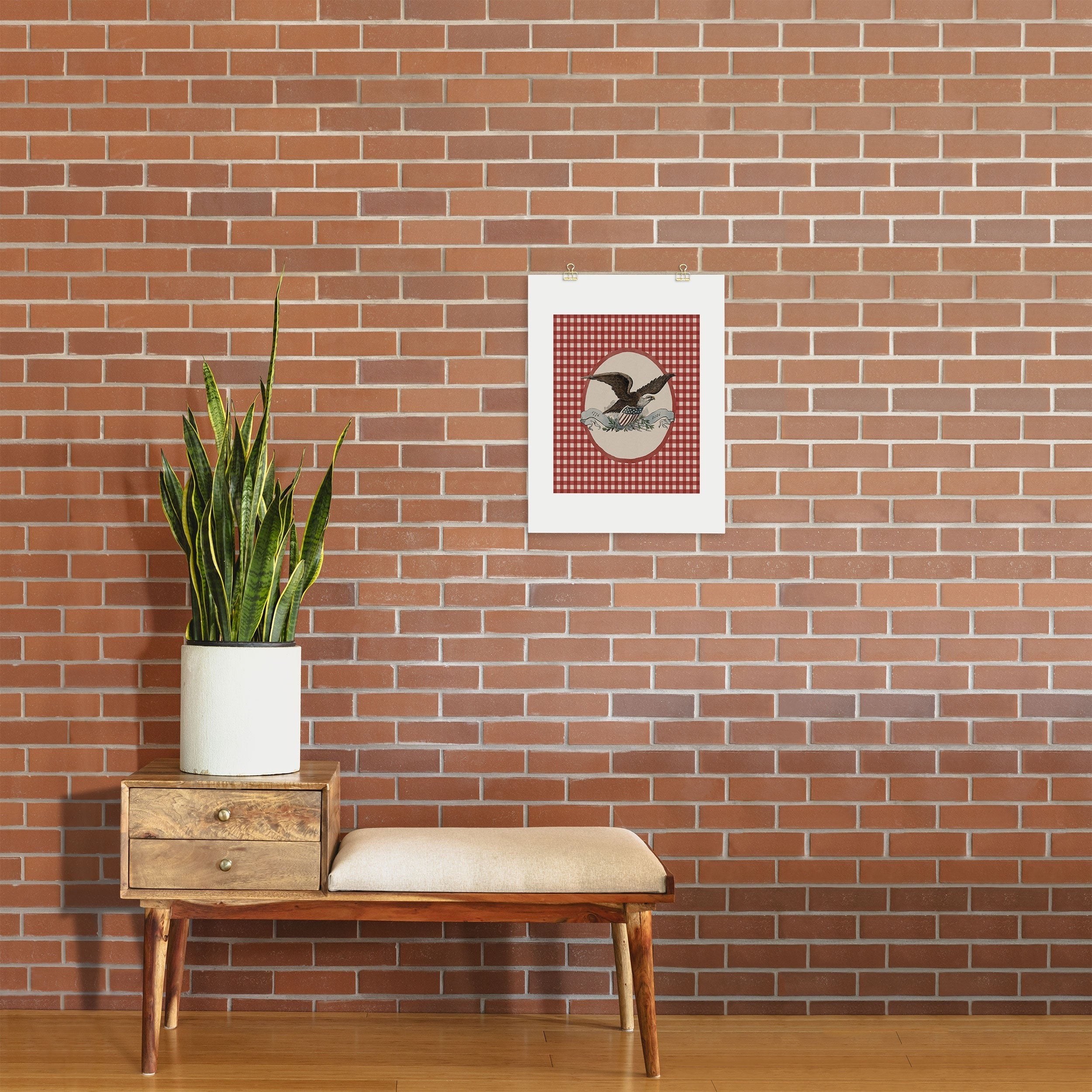 DENY Designs Gingham Eagle Art Print