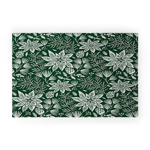 Pimlada Phuapradit Christmas Poinsettia Welcome Mat