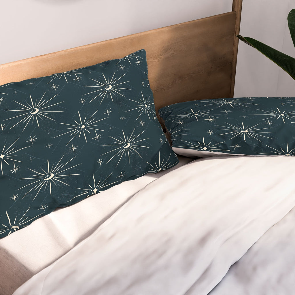 Little Om Pattern Little Moon navy Pillow Shams