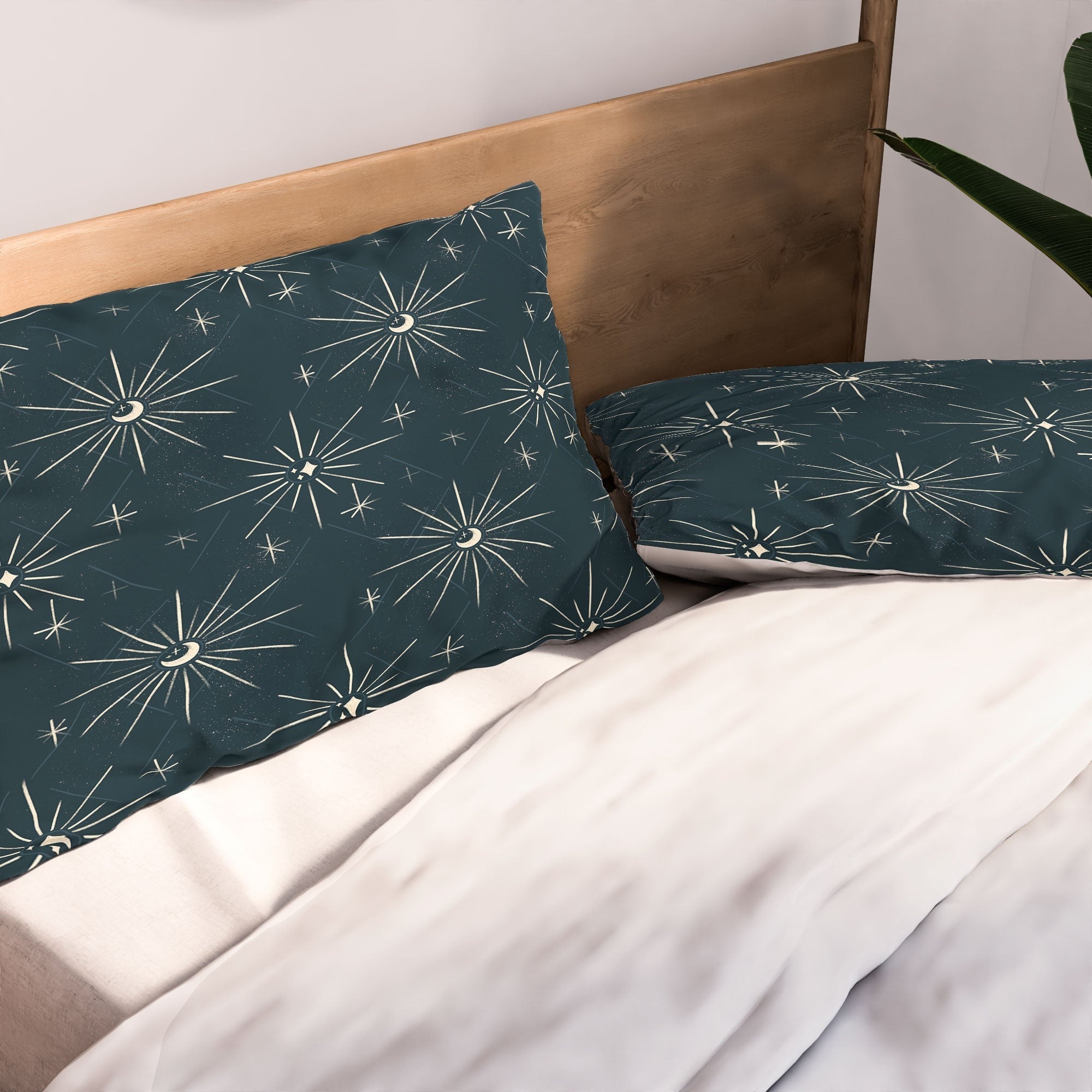 Little Om Pattern Little Moon navy Pillow Shams