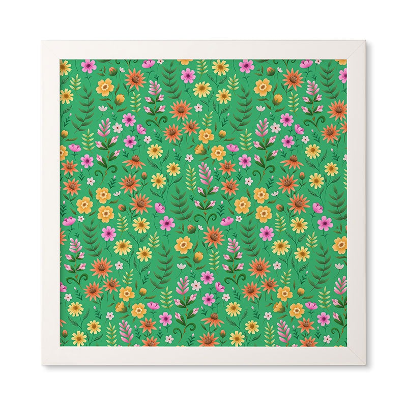 Pimlada Phuapradit Ditsy Spring Floral Green Framed Wall Art