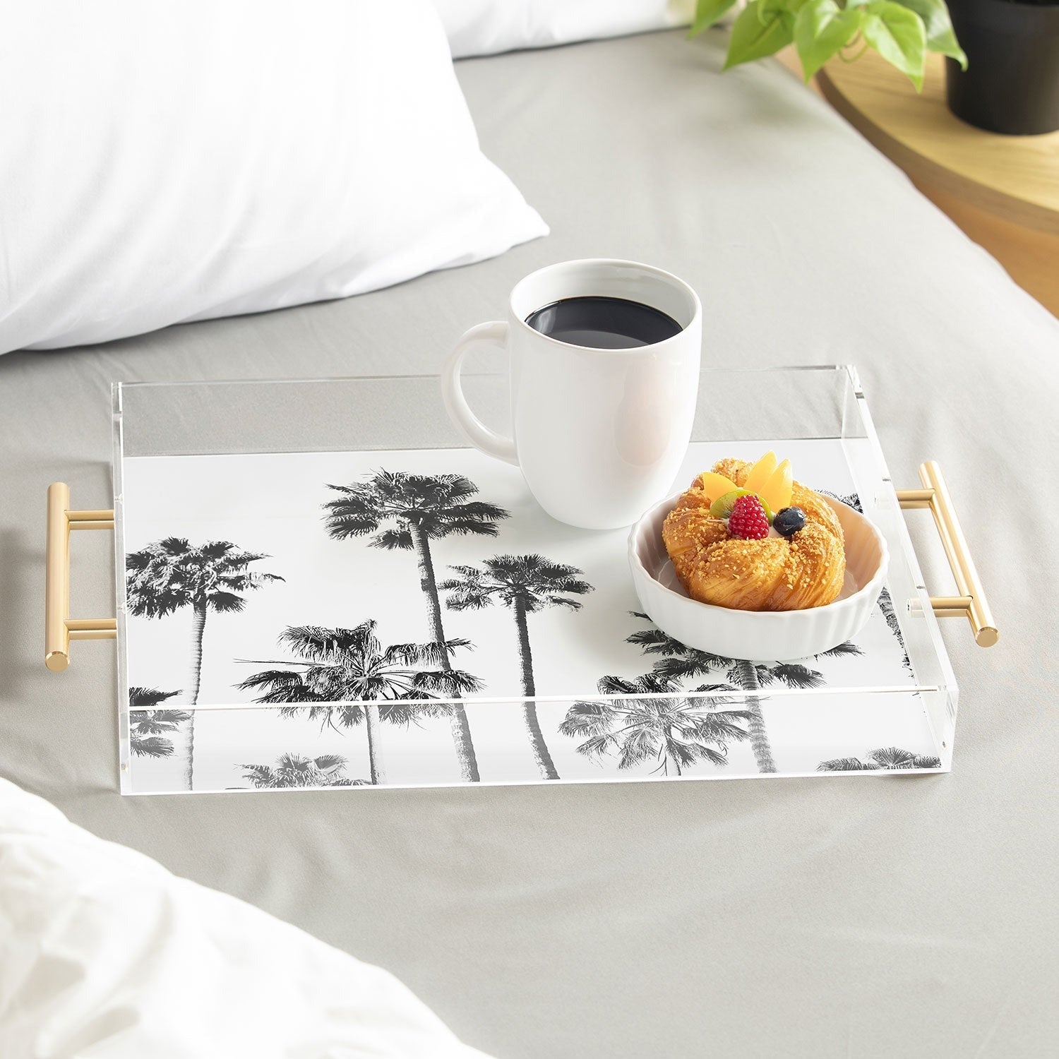 Gal Design Black And White Palms Acrylic Tray