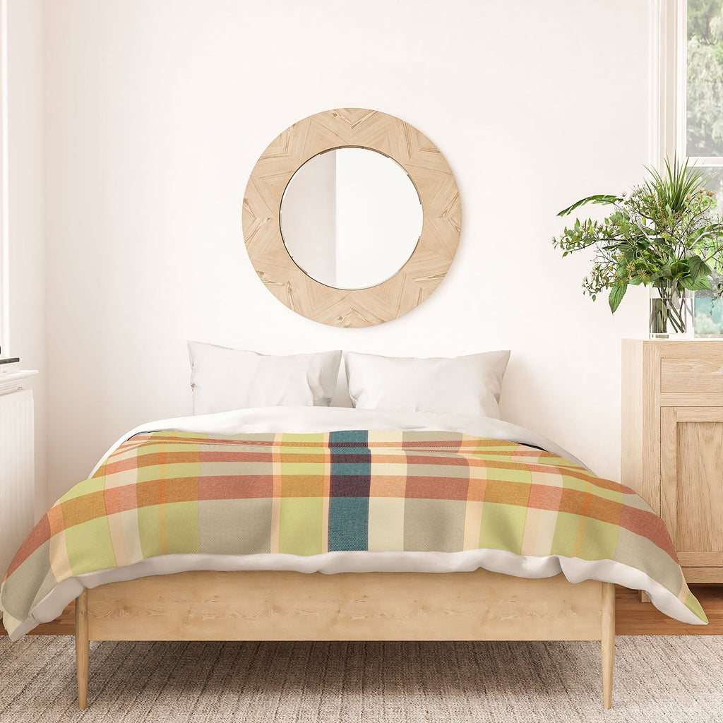 Marta Barragan Camarasa Retro Picnic Plaid Warm Tones Duvet Cover
