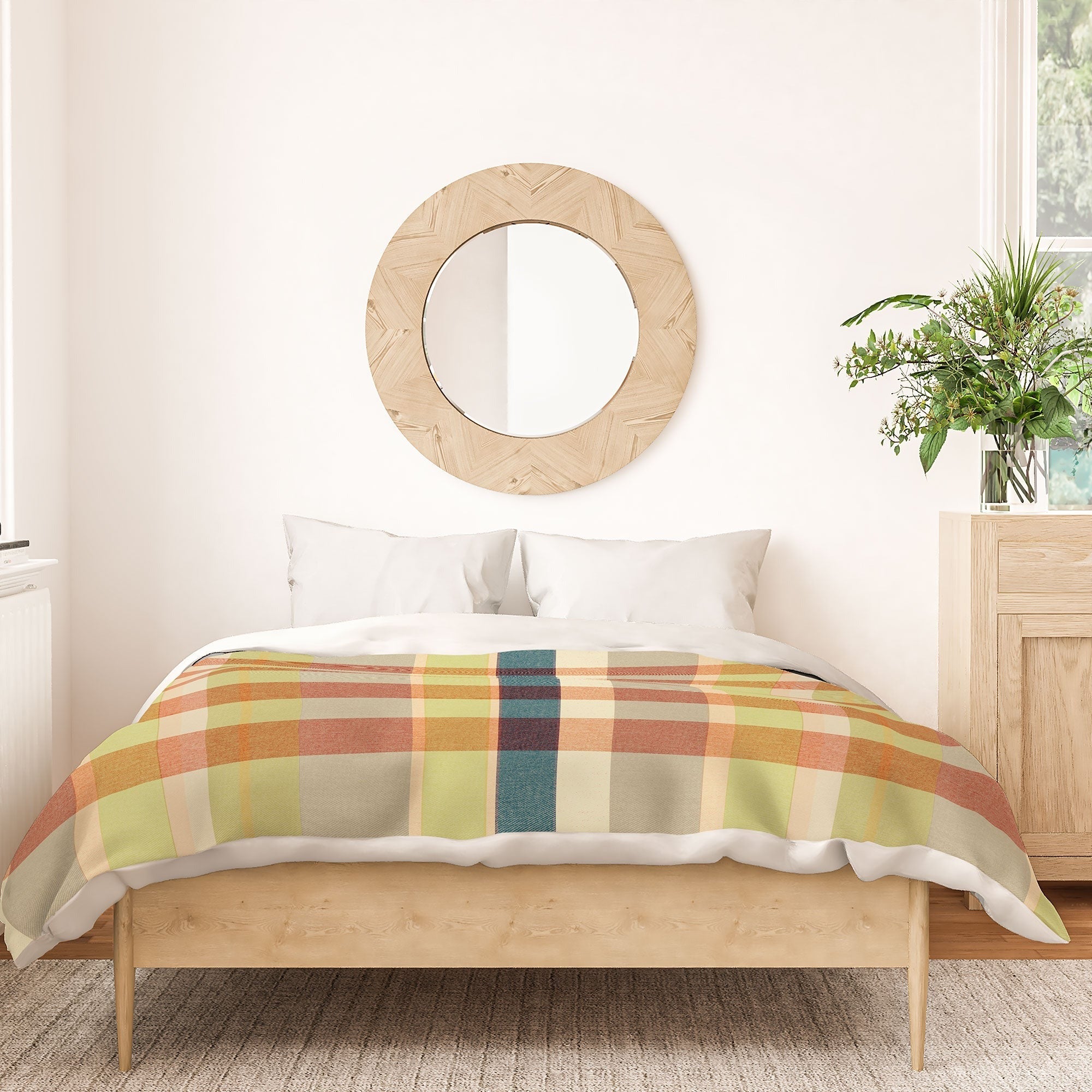Marta Barragan Camarasa Retro Picnic Plaid Warm Tones Duvet Cover