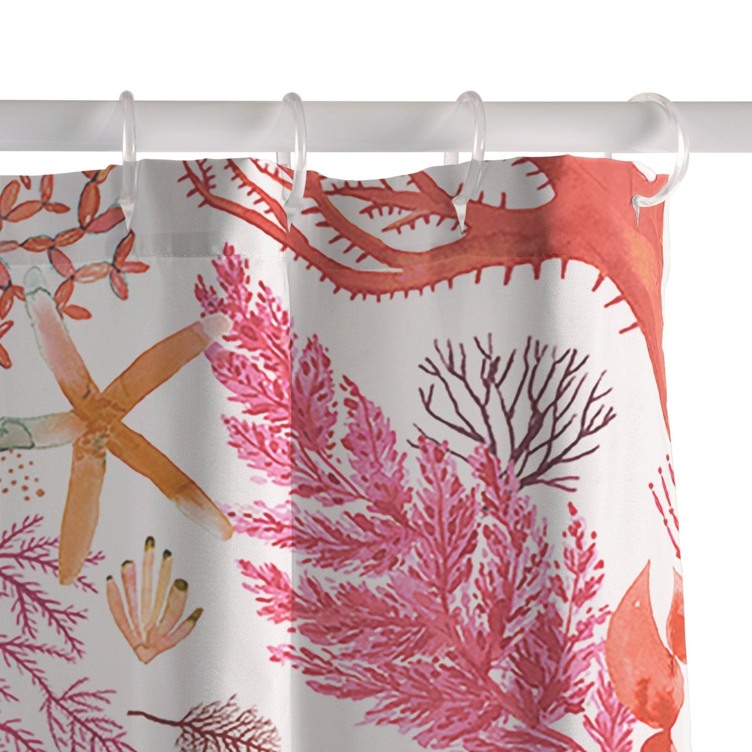 Ninola Design Botanic Retreat Coral Reef Crab Lobster Red Shower Curtain