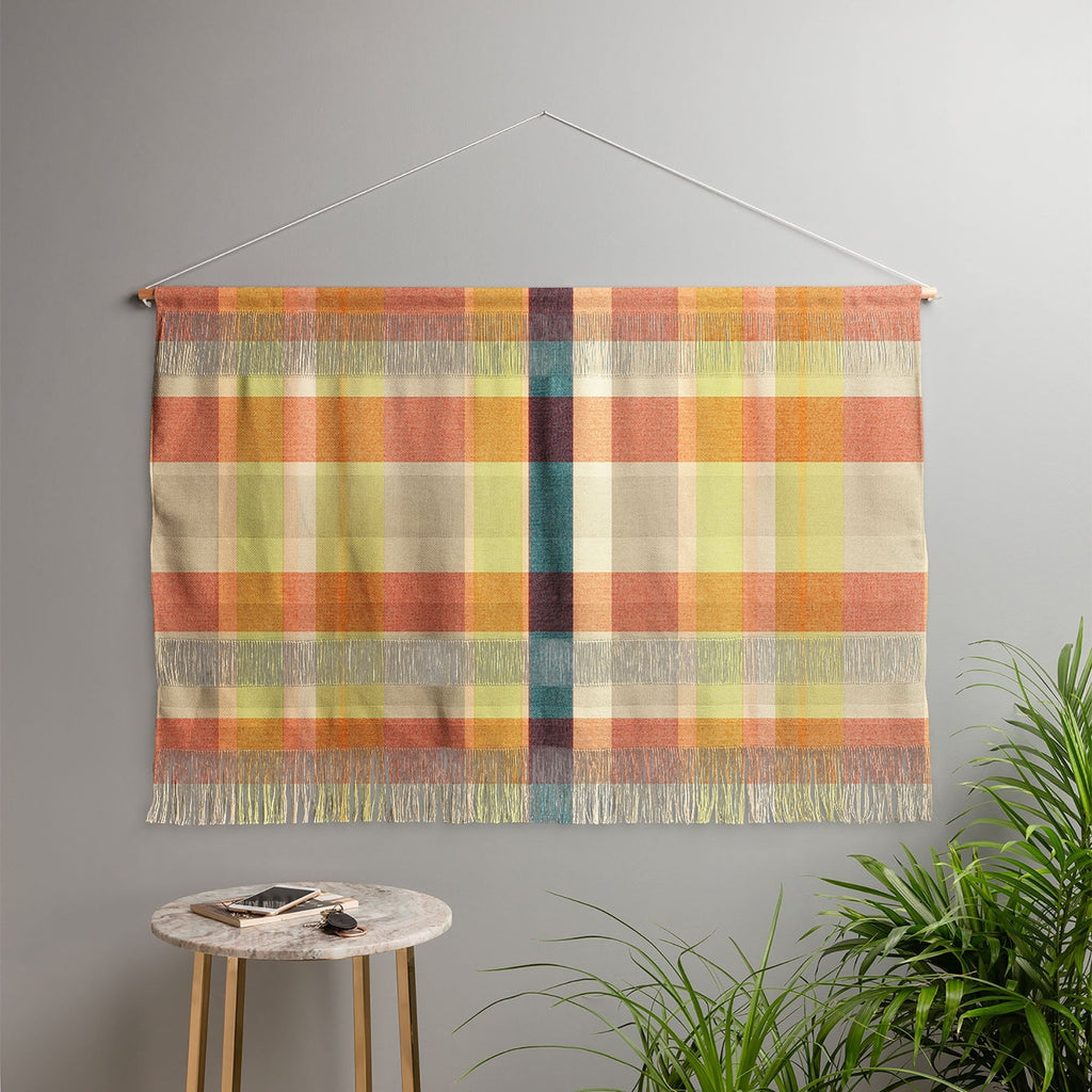 Marta Barragan Camarasa Retro Picnic Plaid Warm Tones Wall Hanging Landscape