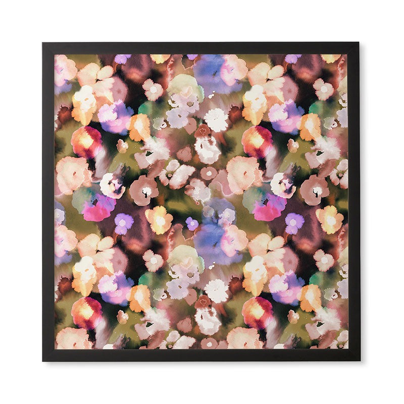 Ninola Design Botanic Retreat Ombre Abstract Watercolor Flowers Pink gold Framed Wall Art