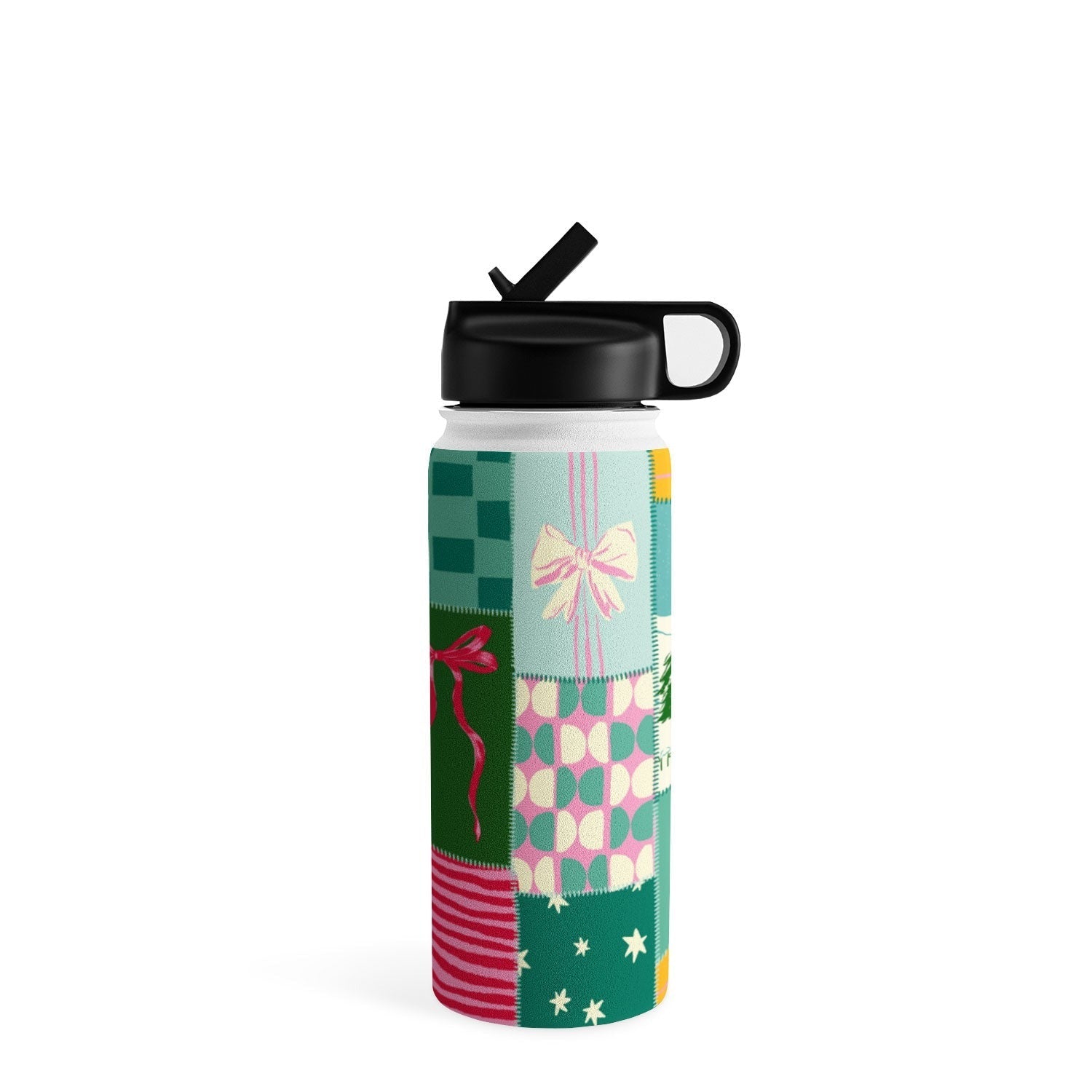 LouBruzzoni Cozy Christmas Patchwork Water Bottle