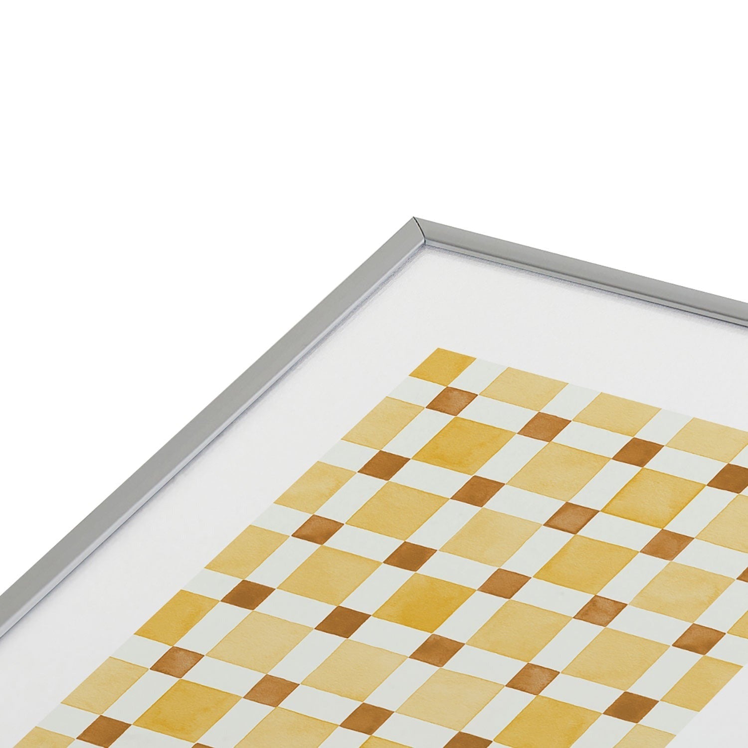 Ninola Design Everyday Artifact Checker Mosaic Tiles Geometry Yellow Metal Framed Art Print